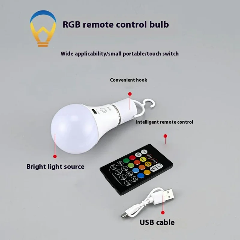E27 RGB wiederaufladbare Glühbirne mit Fernbedienung und Timer Dimmbar Touchsteuerung 2700 - 6500K