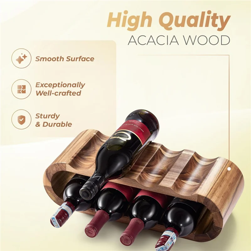 Wooden Wine Rack 8 Bottles Double Layer Display Stand Modern Minimalist Tabletop Organizer For Kitchen  /  Dining Room