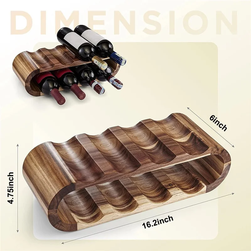 Wooden Wine Rack 8 Bottles Double Layer Display Stand Modern Minimalist Tabletop Organizer For Kitchen  /  Dining Room