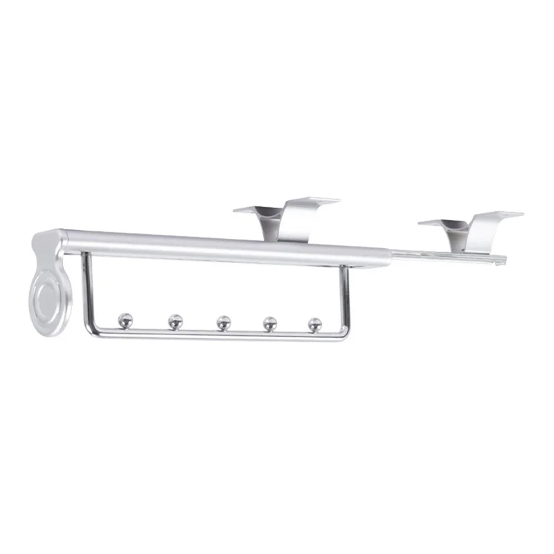 10 Inch Wardrobe Closet Retractable Pull-Out Hanging Rod Aluminum Alloy Pants Hanger Rack - Silver