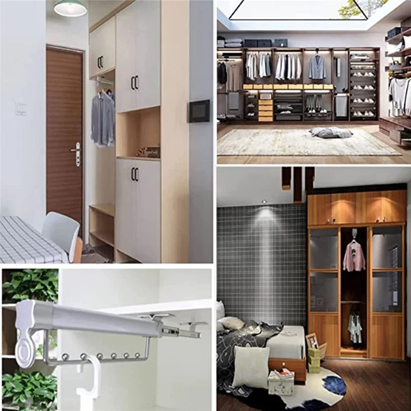 10 Inch Wardrobe Closet Retractable Pull-Out Hanging Rod Aluminum Alloy Pants Hanger Rack - Silver