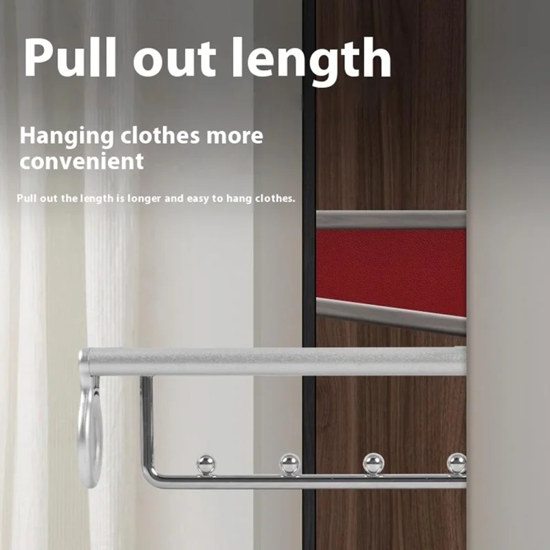 16 Inch Wardrobe Closet Slide Rail Pull-Out Clothes Hanging Rod Metal Pants Hanger Rack - Silver