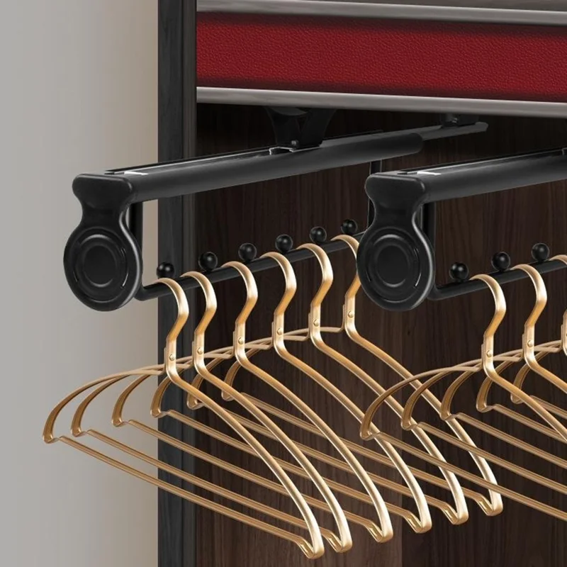 16 Inch Wardrobe Closet Slide Rail Pull-Out Clothes Hanging Rod Metal Pants Hanger Rack - Silver