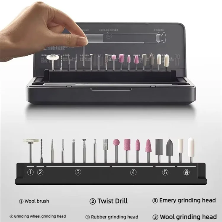 XIAOMI MIJIA Electric Grinding Pen with 16 Grinding Heads Set for DIY Crafting Polishing Engraving Tool