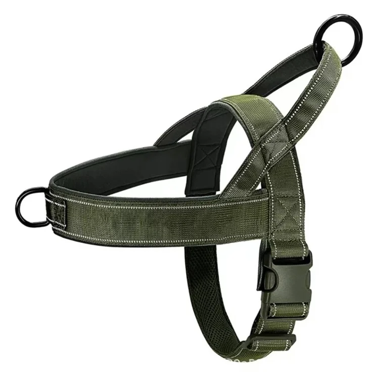 Tactical Pet Harness with Handle Oxford Fabric Military No Pull Dog Vest for Training Walking, Size M - Army Green
