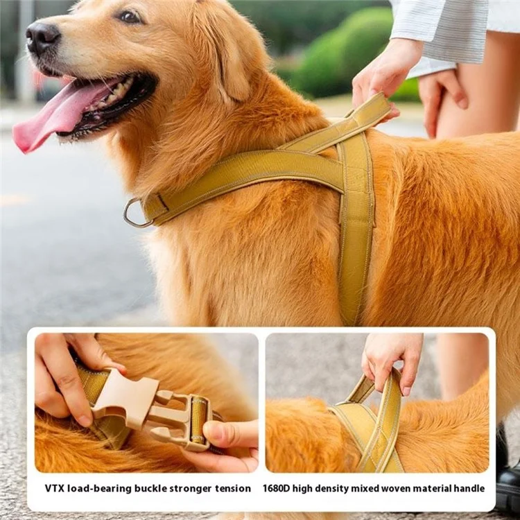 Tactical Pet Harness with Handle Oxford Fabric Military No Pull Dog Vest for Training Walking, Size M - Army Green
