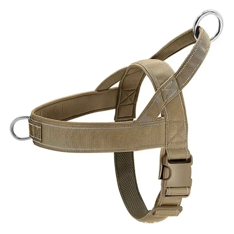 Colete Tático para Cães com Alça Tecido Oxford Peitoral Militar Antitracionamento para Treinamento e Passeio, Tamanho XL - Cáqui