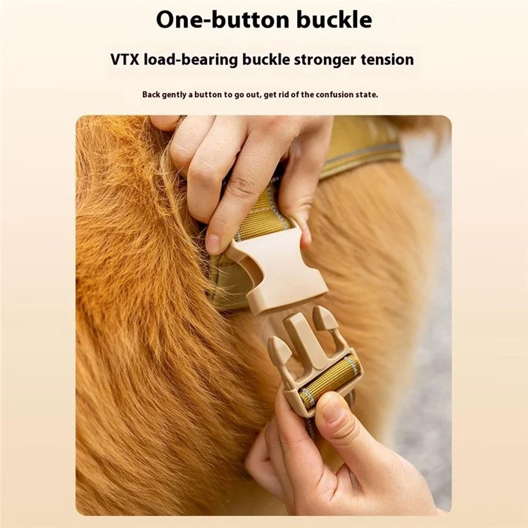 Colete Tático para Cães com Alça Tecido Oxford Peitoral Militar Antitracionamento para Treinamento e Passeio, Tamanho XL - Cáqui