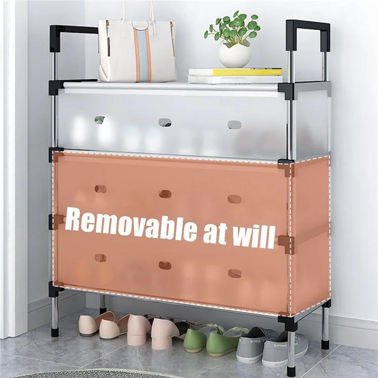 4 Tiers Transparent Dust Proof Shoe Rack Stackable Storage Organizer for Entryway, 66 x 29 x 77cm
