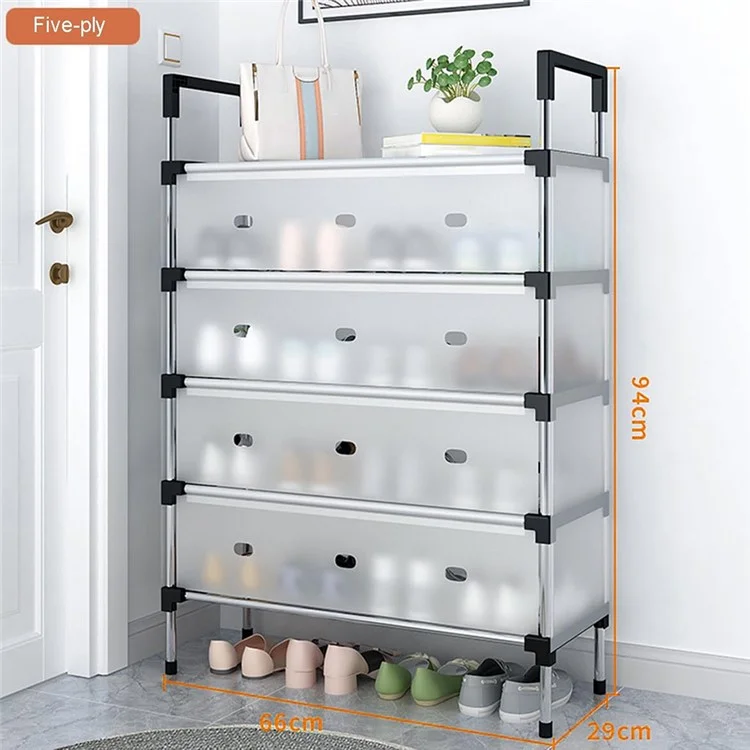 5 Tiers Transparent Dust Proof Shoe Rack Stackable Storage Organizer for Entryway, 66 x 29 x 94cm