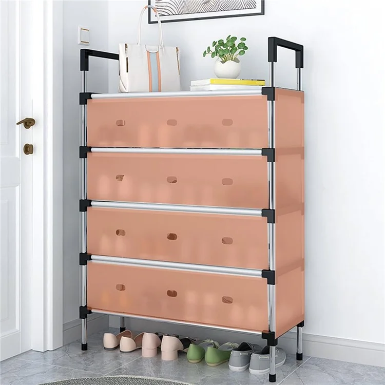 5 Tiers Transparent Dust Proof Shoe Rack Stackable Storage Organizer for Entryway, 66 x 29 x 94cm