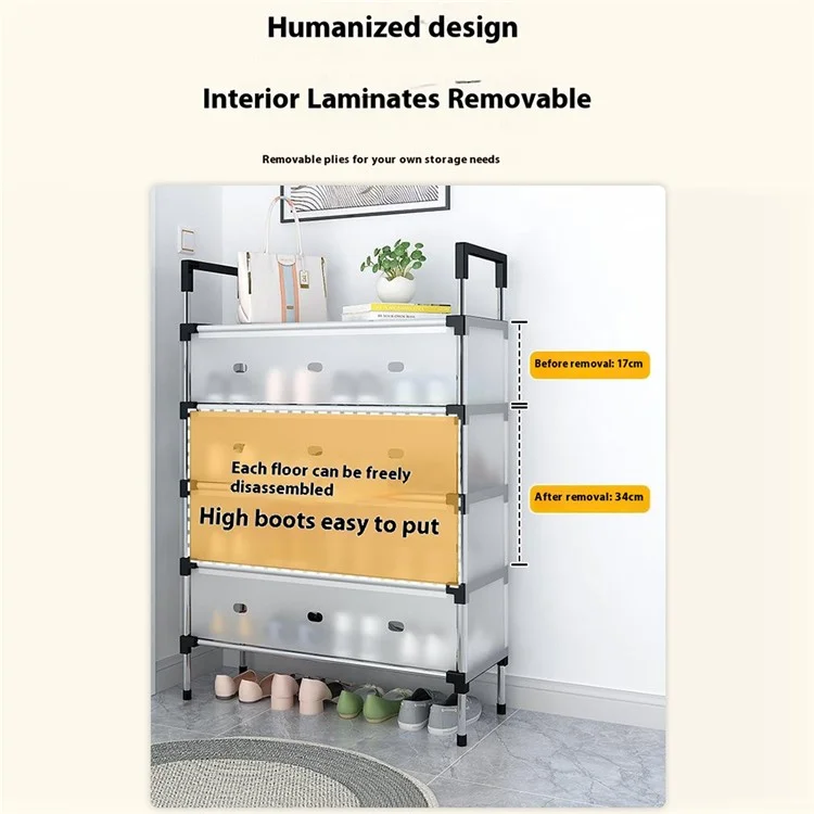5 Tiers Transparent Dust Proof Shoe Rack Stackable Storage Organizer for Entryway, 66 x 29 x 94cm