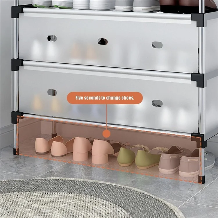 5 Tiers Transparent Dust Proof Shoe Rack Stackable Storage Organizer for Entryway, 66 x 29 x 94cm