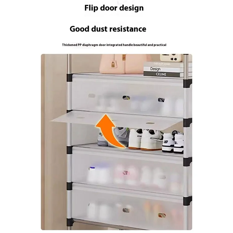 5 Tiers Transparent Dust Proof Shoe Rack Stackable Storage Organizer for Entryway, 66 x 29 x 94cm