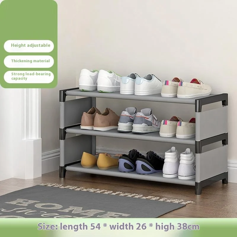 3 Layers Space Saving Shoe Rack Shoe Storage Organizer Shelf for Apartment Entryway, 54 x 26 x 38cm - Grey