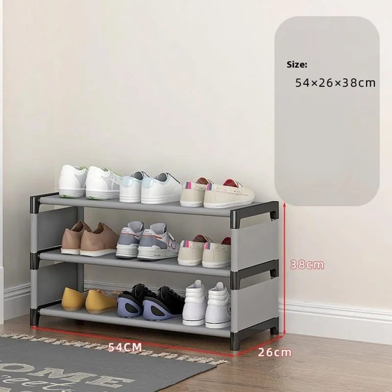 3 Layers Space Saving Shoe Rack Shoe Storage Organizer Shelf for Apartment Entryway, 54 x 26 x 38cm - Grey
