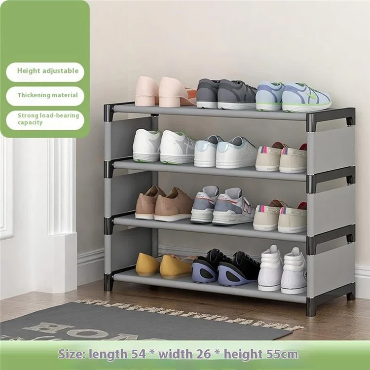4 Layers Space Saving Shoe Rack Shoe Storage Organizer Shelf for Apartment Entryway, 54 x 26 x 55cm - Grey