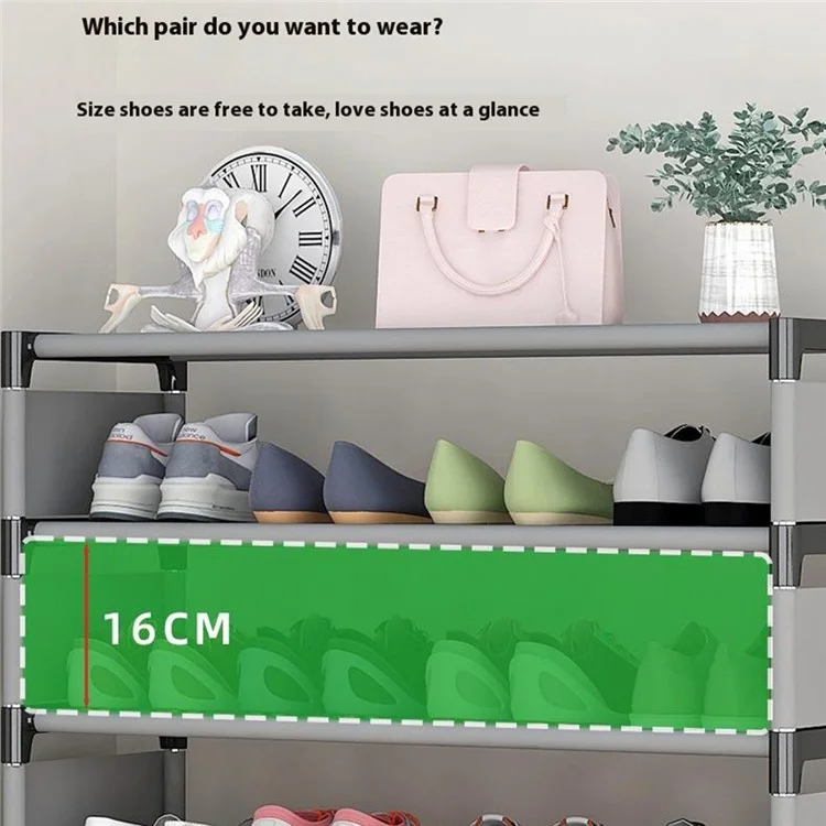4 Layers Space Saving Shoe Rack Shoe Storage Organizer Shelf for Apartment Entryway, 54 x 26 x 55cm - Grey