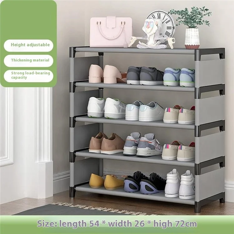 5 Layers Space Saving Shoe Rack Shoe Storage Organizer Shelf for Apartment Entryway, 54 x 26 x 72cm - Grey