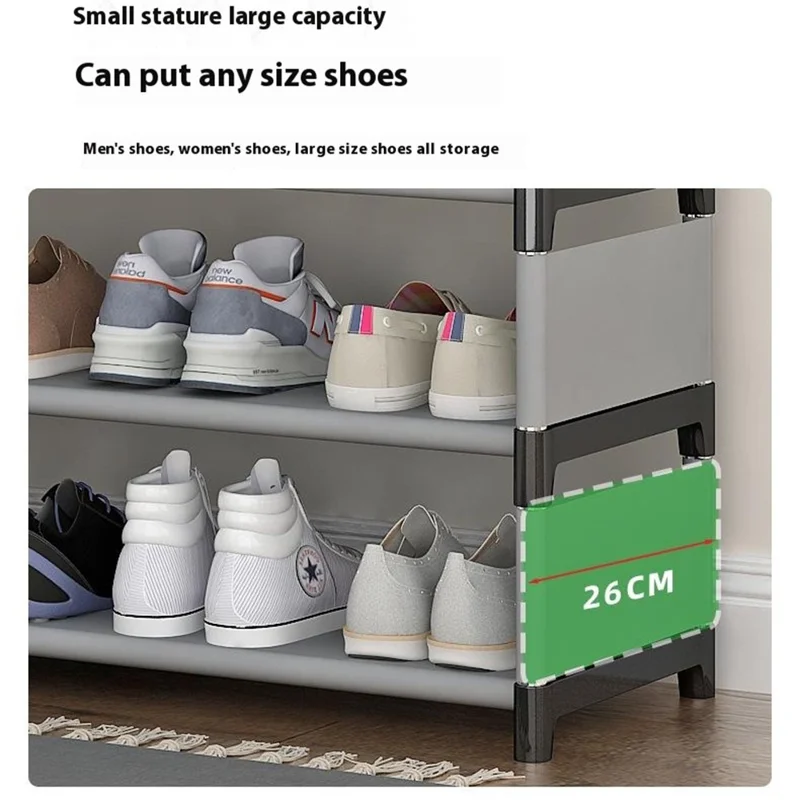 7 Layers Space Saving Shoe Rack Shoe Storage Organizer Shelf for Apartment Entryway, 54 x 26 x 106cm - Grey
