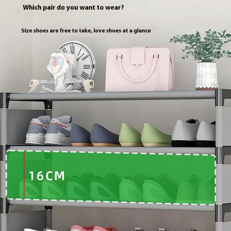 7 Layers Space Saving Shoe Rack Shoe Storage Organizer Shelf for Apartment Entryway, 54 x 26 x 106cm - Grey
