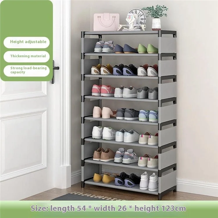 8 Layers Space Saving Shoe Rack Shoe Storage Organizer Shelf for Apartment Entryway, 54 x 26 x 123cm - Grey