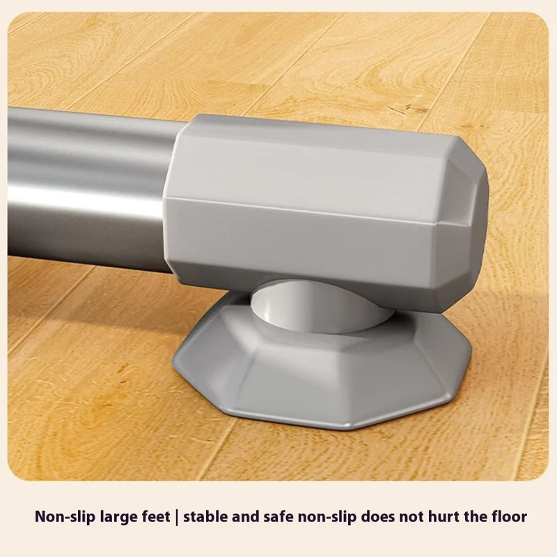 KC06B Adjustable Stainless Steel Clothes Drying Rack Foldable Extendable Single Rod Hanger 2.4m x 1.3m with Shoe Shelf