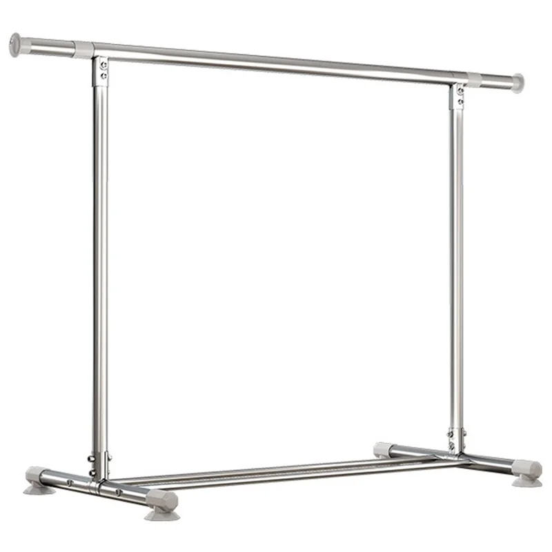KC07B Adjustable Stainless Steel Clothes Drying Rack Foldable Extendable Single Rod Hanger 2.4m x 1.6m with Shoe Shelf