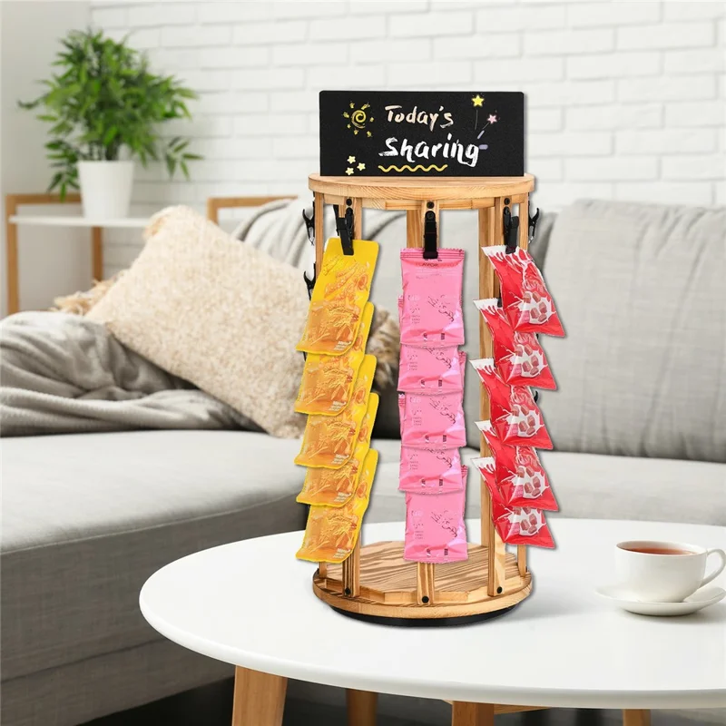 Rotating Snack Display Stand with Blackboard Countertop Organizer for Chips  /  Candies  /  Convenience Stores