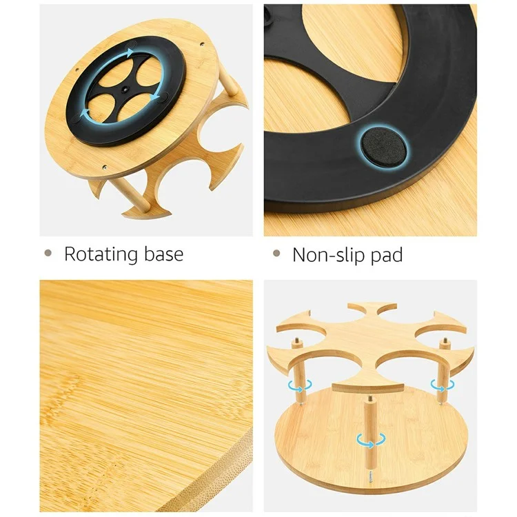 Suporte para Copo Stanley com Organizador Giratório de 360° para Armazenamento de Mesa, Rack de Caneca de Madeira de Bambu