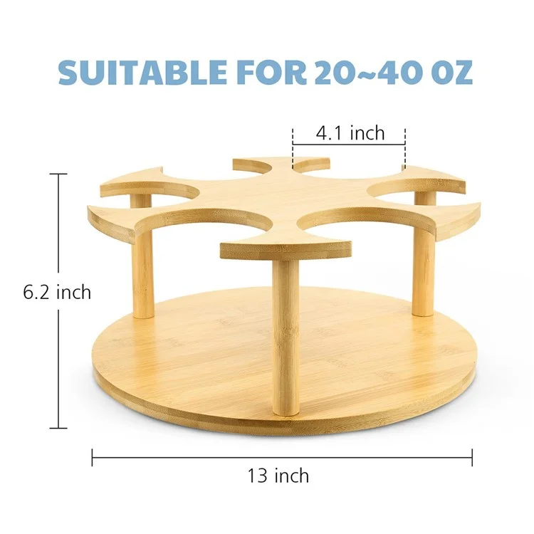 Suporte para Copo Stanley com Organizador Giratório de 360° para Armazenamento de Mesa, Rack de Caneca de Madeira de Bambu