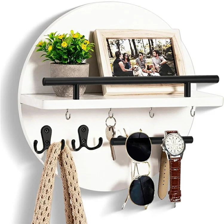 Suporte de Parede para Chaves Organizador Redondo Prateleira Decorativa para Entrada Sala de Estar Rack de Armazenamento Multifuncional