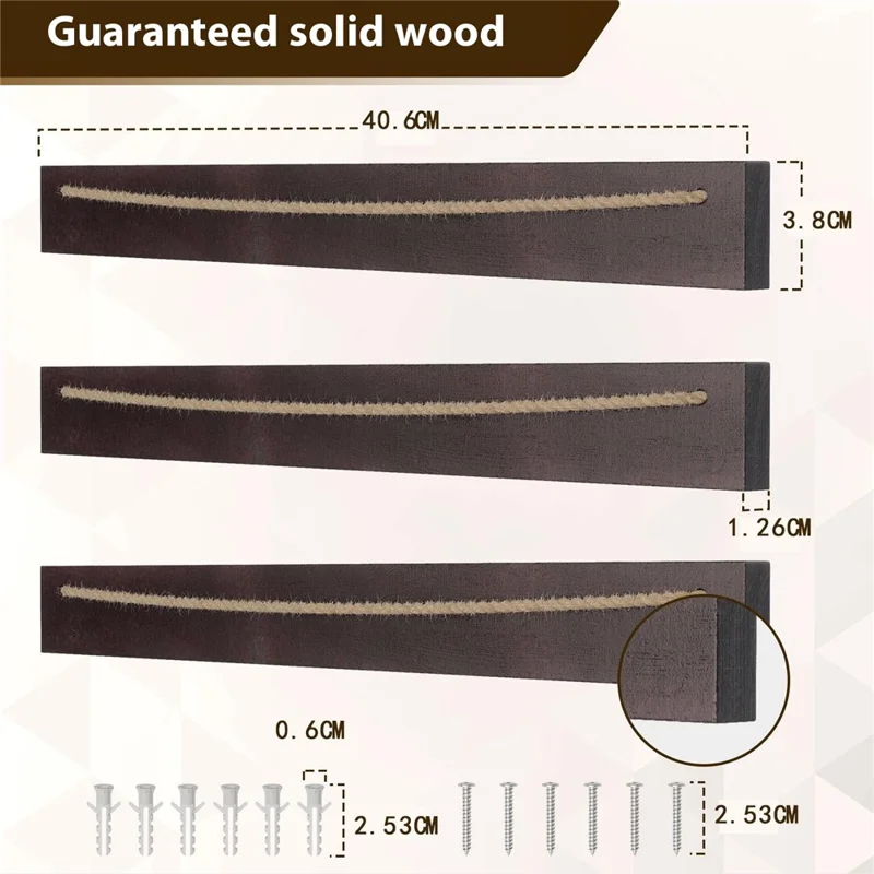 Wall Mounted Eyewear Organizer 3-Tier Wooden Sunglasses Display Rack