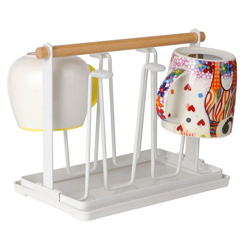 Iron Kitchen Cup Holder Rack Drainer Stand Mug Wine Glasses Countertop Organizer Storage Shelf
