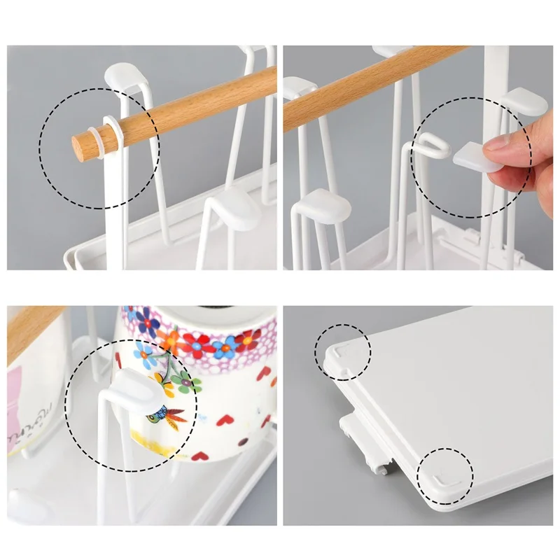 Iron Kitchen Cup Holder Rack Drainer Stand Mug Wine Glasses Countertop Organizer Storage Shelf