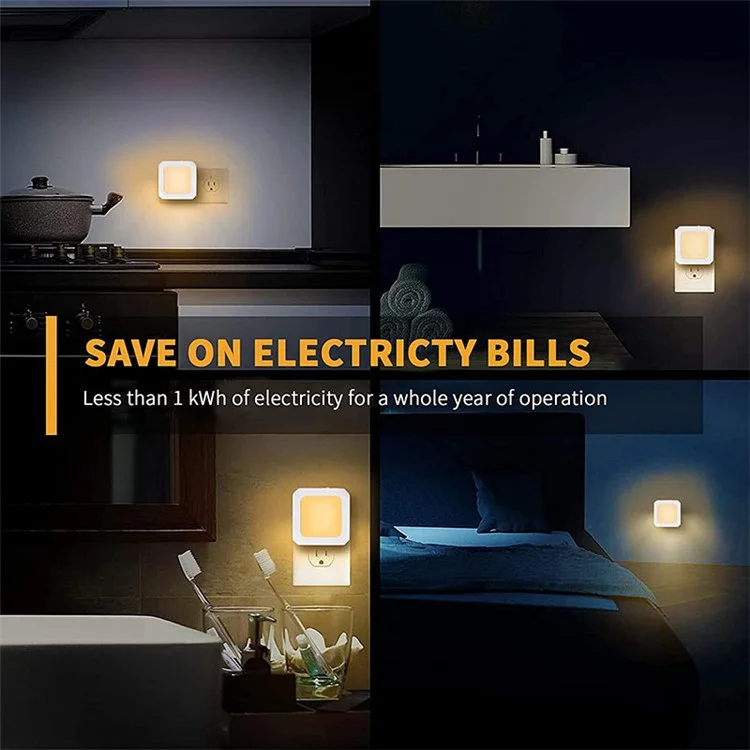 2Pcs EU Plug Square Night Light Stepless Dimmable Motion Sensor Lamp for Bedroom Hallway