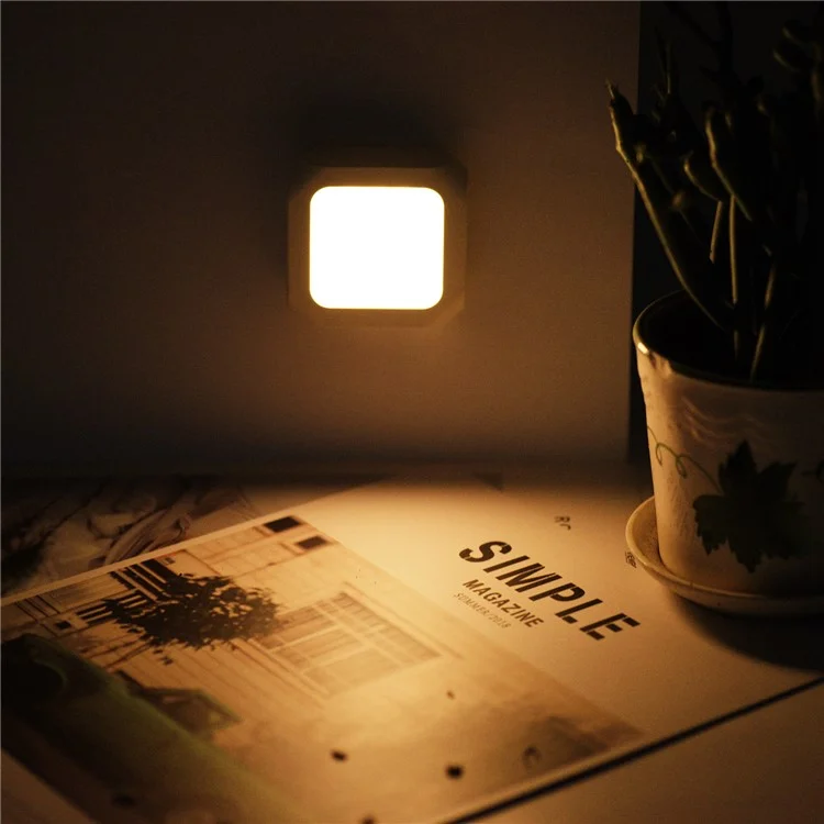 2Pcs EU Plug Square Night Light Stepless Dimmable Motion Sensor Lamp for Bedroom Hallway