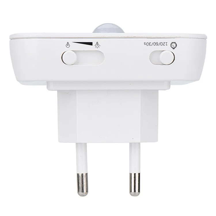 Motion Sensor Night Light Plug-In Warm White LED Stepless Dimmable Light for Bedroom Hallway Bathroom - EU Plug