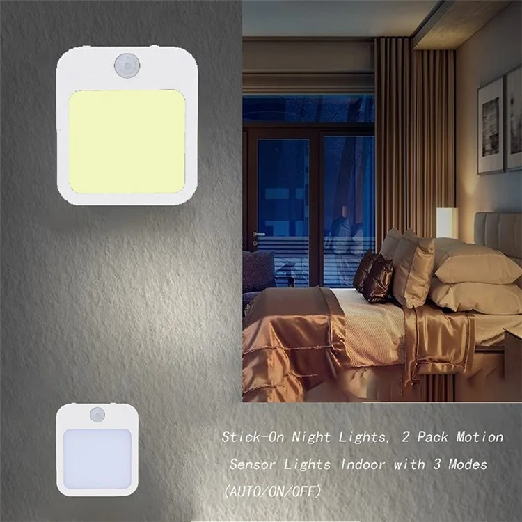 Motion Sensor Night Light Plug-In Warm White LED Stepless Dimmable Light for Bedroom Hallway Bathroom - EU Plug