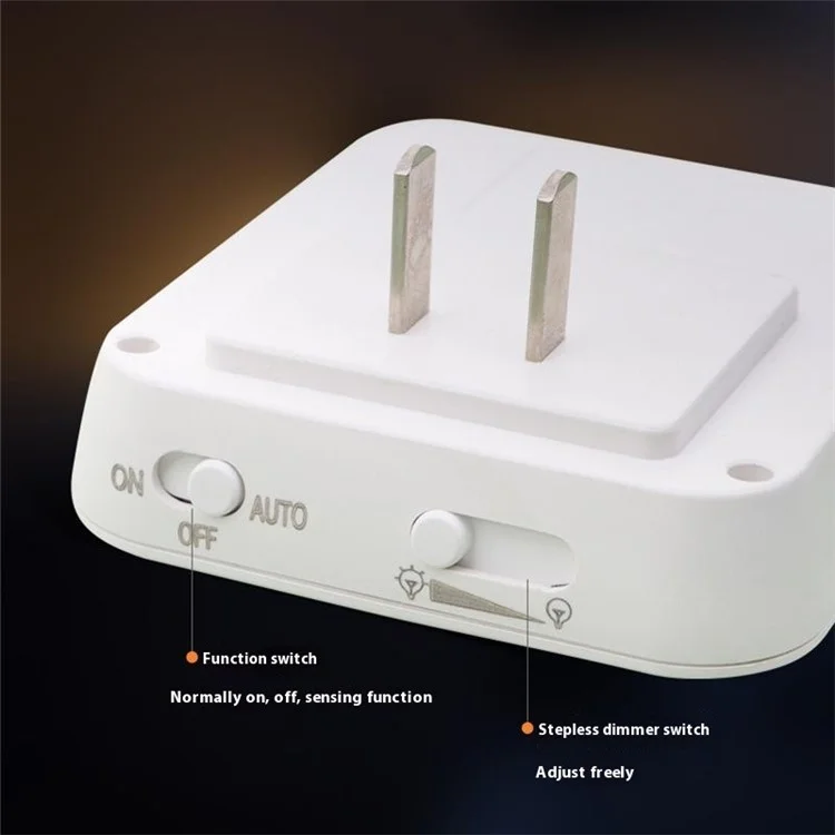 Motion Sensor Night Light Plug-In Warm White LED Stepless Dimmable Light for Bedroom Hallway Bathroom - EU Plug