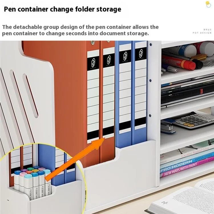 Office Desktop File Organizer Multi-Layer Document Holder A4 Paper Storage Rack with Lockable Drawer - Tissue Box Design