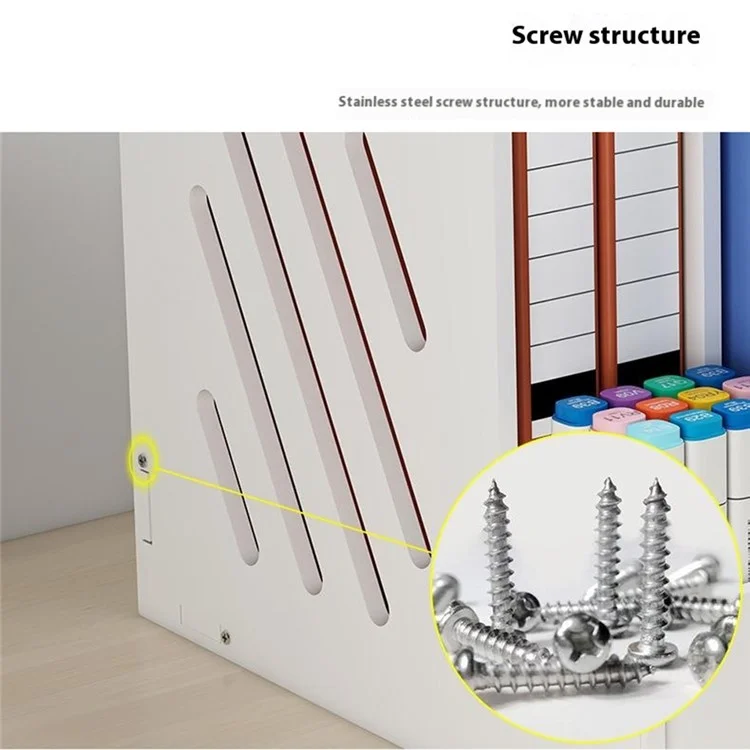 Office Desktop File Organizer Multi-Layer Document Holder A4 Paper Storage Rack with Lockable Drawer - Tissue Box Design