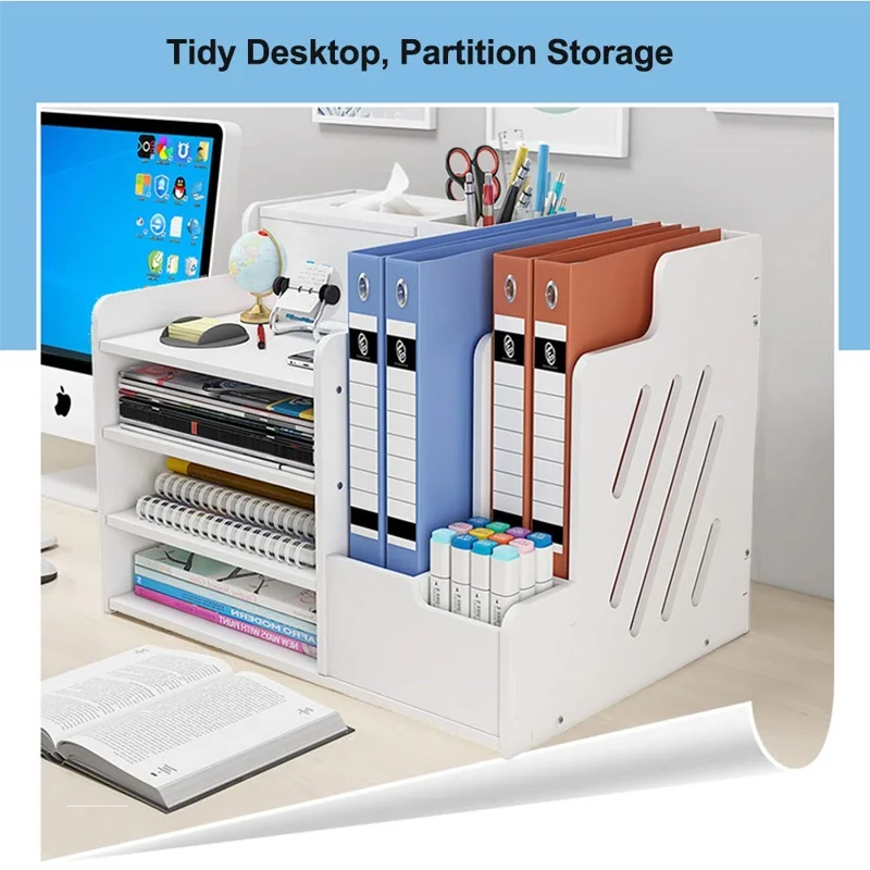 Office Desktop File Organizer Multi-Layer Document Holder A4 Paper Storage Rack Book Stationery Stand