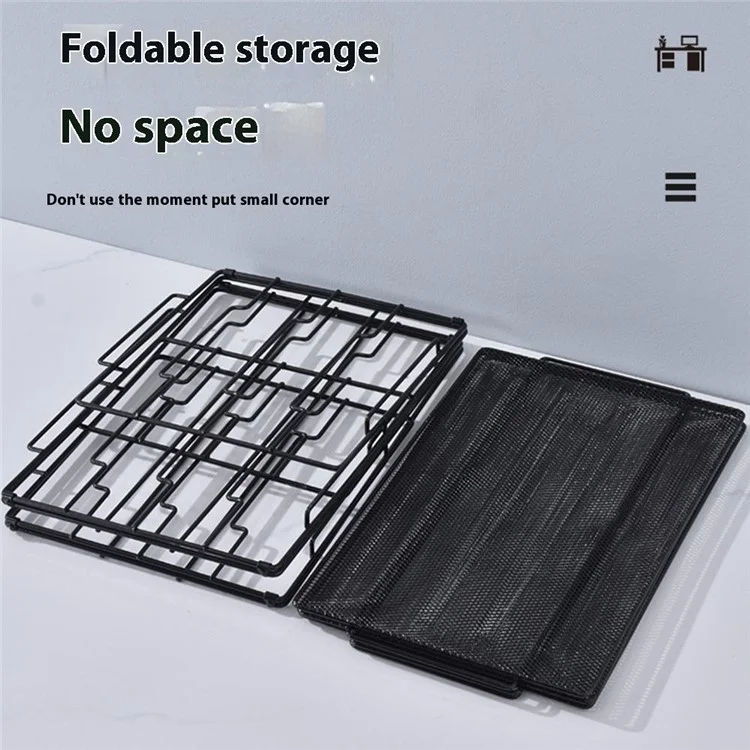 Rack de rangement de bureau métallique multi-niveaux Organisateur de documents avec 1 cadre + 2 panneaux en maille métallique - Noir