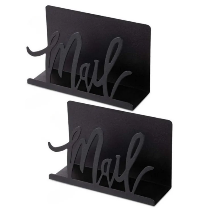 Organizador de Correo de Metal con Corte Mate Negro de 2 Piezas, Soporte de Almacenamiento de Archivos de Oficina con Ranura Individual para Cartas