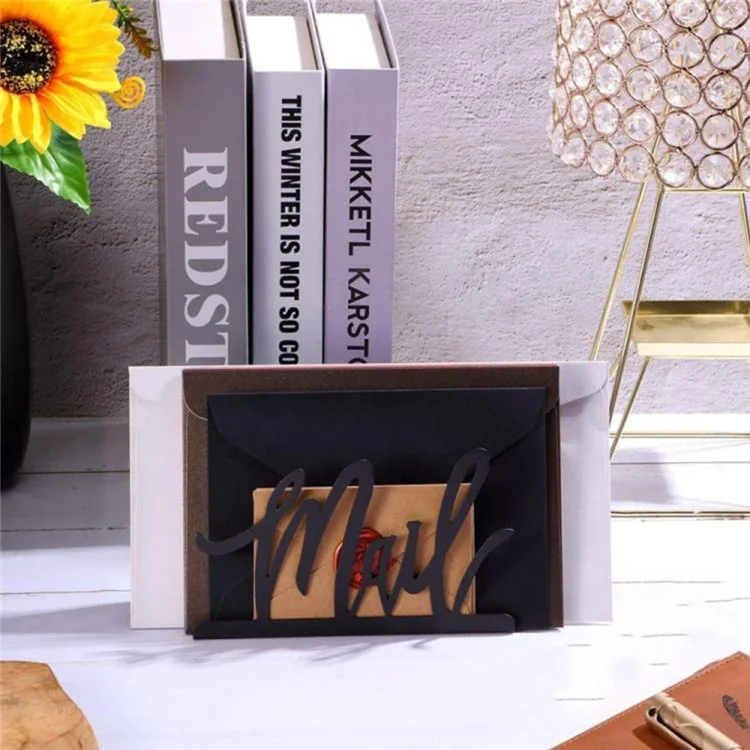 Organizador de Correo de Metal con Corte Mate Negro de 2 Piezas, Soporte de Almacenamiento de Archivos de Oficina con Ranura Individual para Cartas