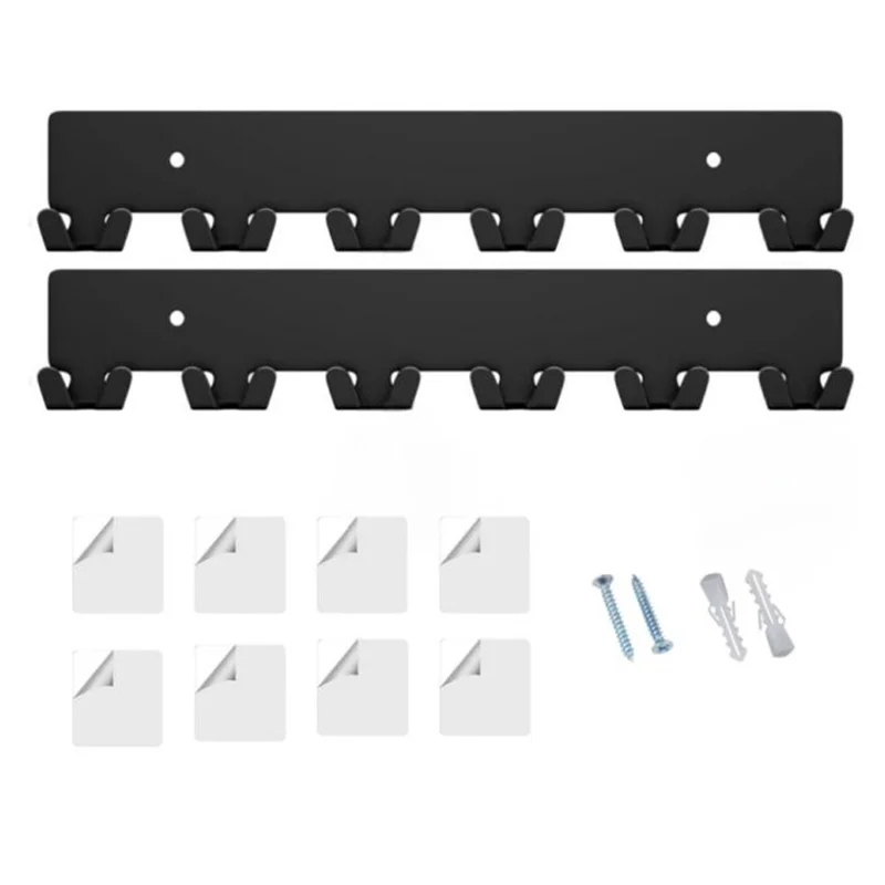 YH015-2 2-Pack Metal Key Holder Wall Mount 6 Double Hooks Key Organizer Rack for Entryway Hallway Kitchen Garage Office