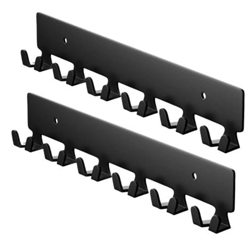 YH015-2 2-Pack Metal Key Holder Wall Mount 6 Double Hooks Key Organizer Rack for Entryway Hallway Kitchen Garage Office