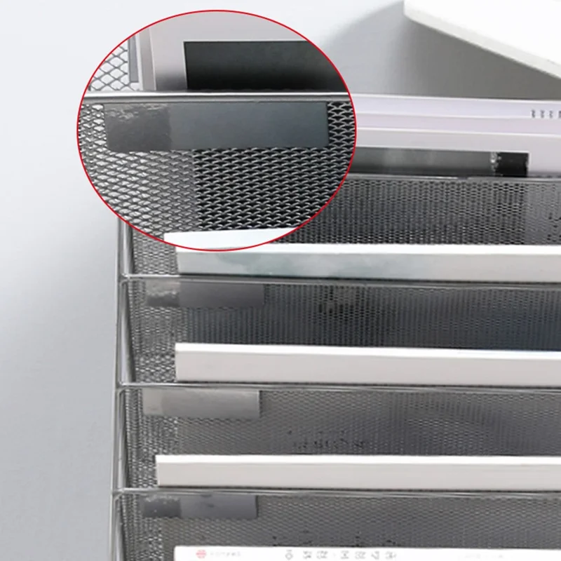 Wall Mount 9 Tier Metal File Organizer Vertical Document Holder Magazine Rack For Office  /  Home - Black