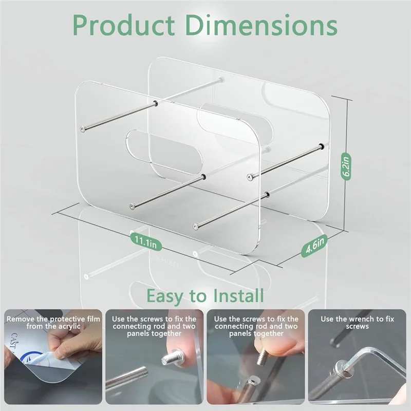 Acrylic Paper Plate Holder For Round  /  Square 7-12 Inch Plates Desktop Cabinet Shelf Organizer Storage Rack